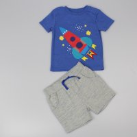 D32754: Baby Boys Rocket T-Shirt & Short Outfit  (6-24 Months)